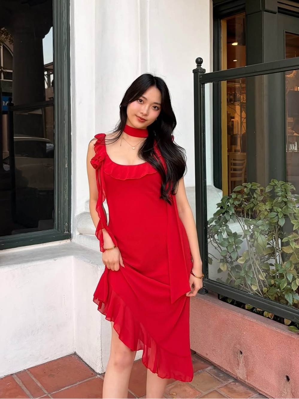 Peppermayo Red Ruffle High-Low Chiffon Dress Size US16 - Picture 12 of 12